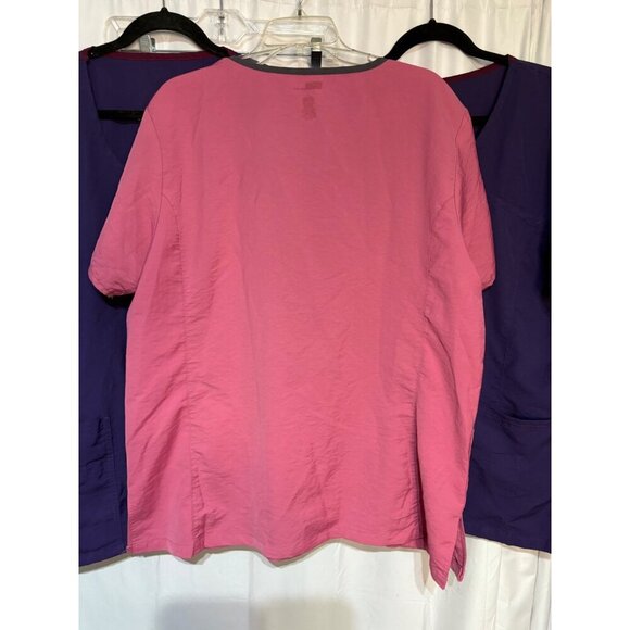Pink & Purple Womens Scrub Tops Set Of 3 With Pockets Lightweight Comfortable 2X - Picture 8 of 10